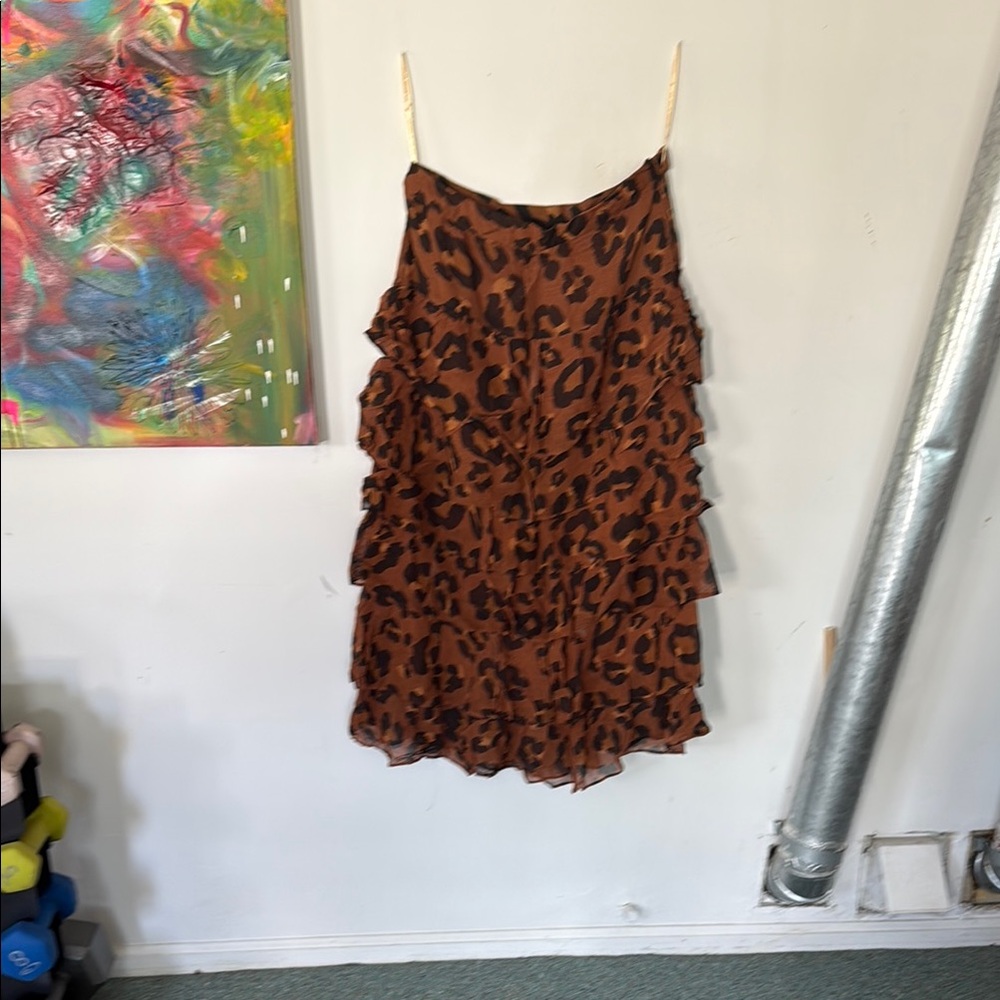 FARM Rio Brown Ruffled Mini Skirt